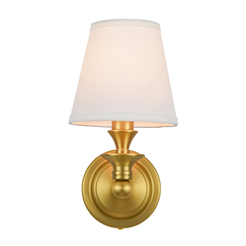 Applique murale moderne 1 lumière avec abat-jour en tissu, Doré