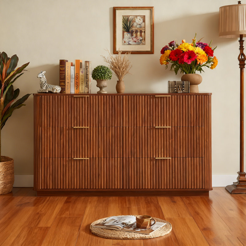 55'' W 6 - Drawer Dresser, Walnut