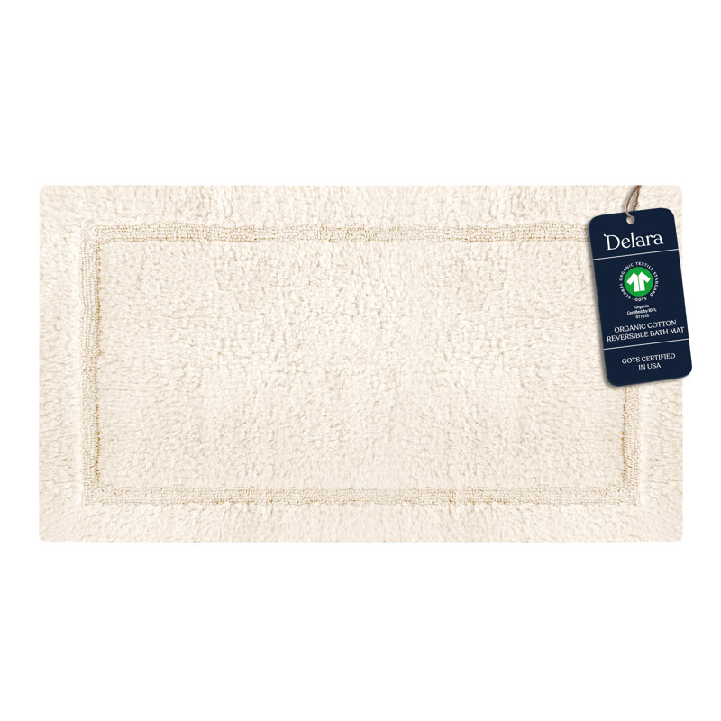  Organic Cotton Reversible Bath Mat – 3000 GSM, GOTS Certified, Ultra-Thick & Super Absorbent | Soft, Plush & Quick-Drying Bathroom Rug