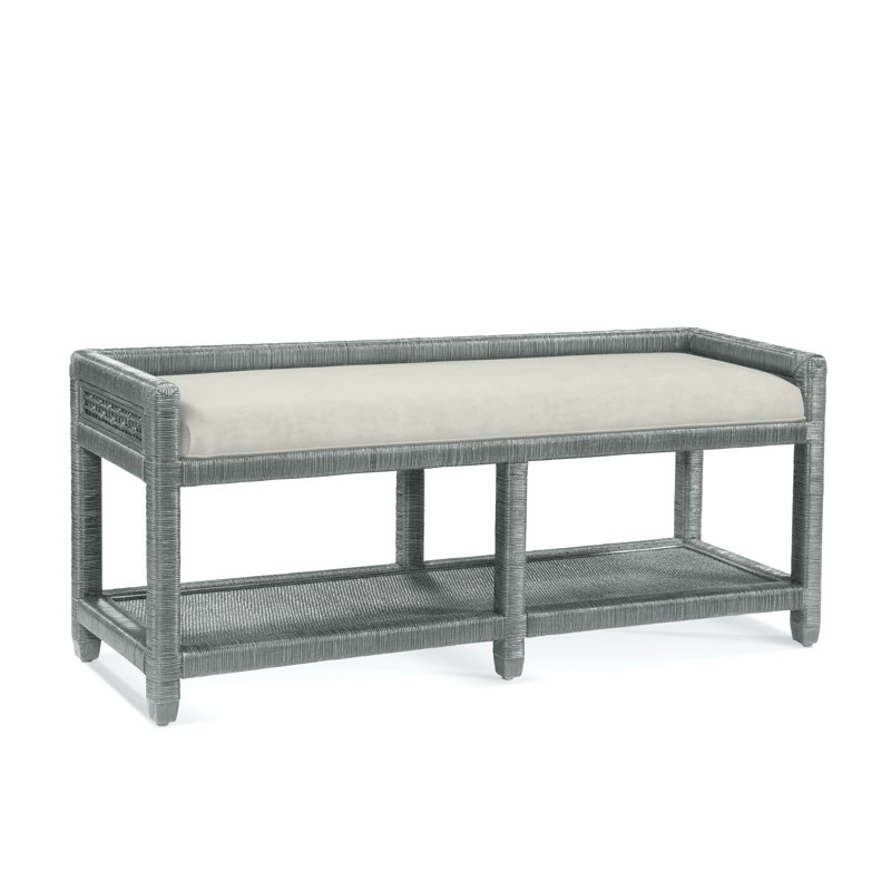 Banc de rangement Silvio Glinda, Tissu écossais neutre Performance 0121-93, Nickel