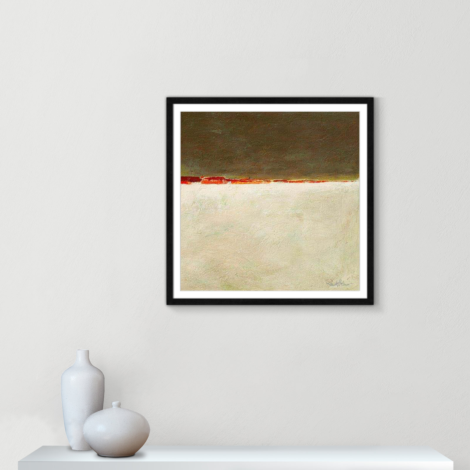 Orange Horizon I Print, Black Framed, 27.5" H x 27.5" W x 0.75" D