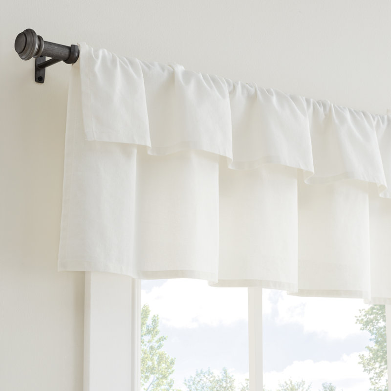 Drop Cloth Light Filtering Ring and Tab Top Farmhouse Valance, Off White