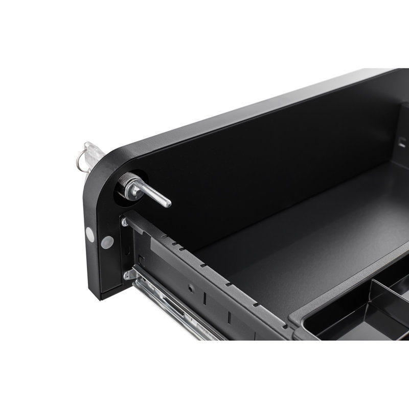 Classeur mobile à 3 tiroirs pour bureau, rangement sous le bureau avec serrure, inclinable, imperméable, résistant, bureau noir - rangement polyvalent, plateau amovible