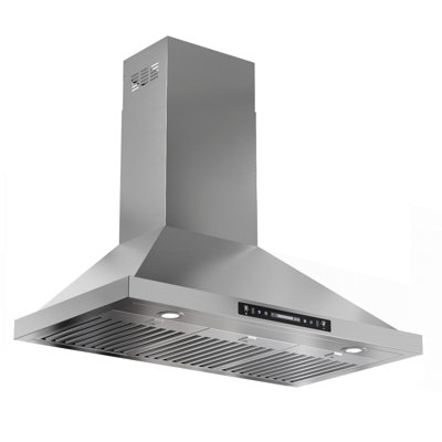 Hotte murale convertible 36 pouces 600 CFM en acier inoxydable avec DEL réglable, contrôle des mouvements