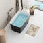 49'' Acrylic Freestanding Tub, Square Japanese Soaking Bath With Drain, Glossy Black Surface Bathtub, Tub Overflow, Finish