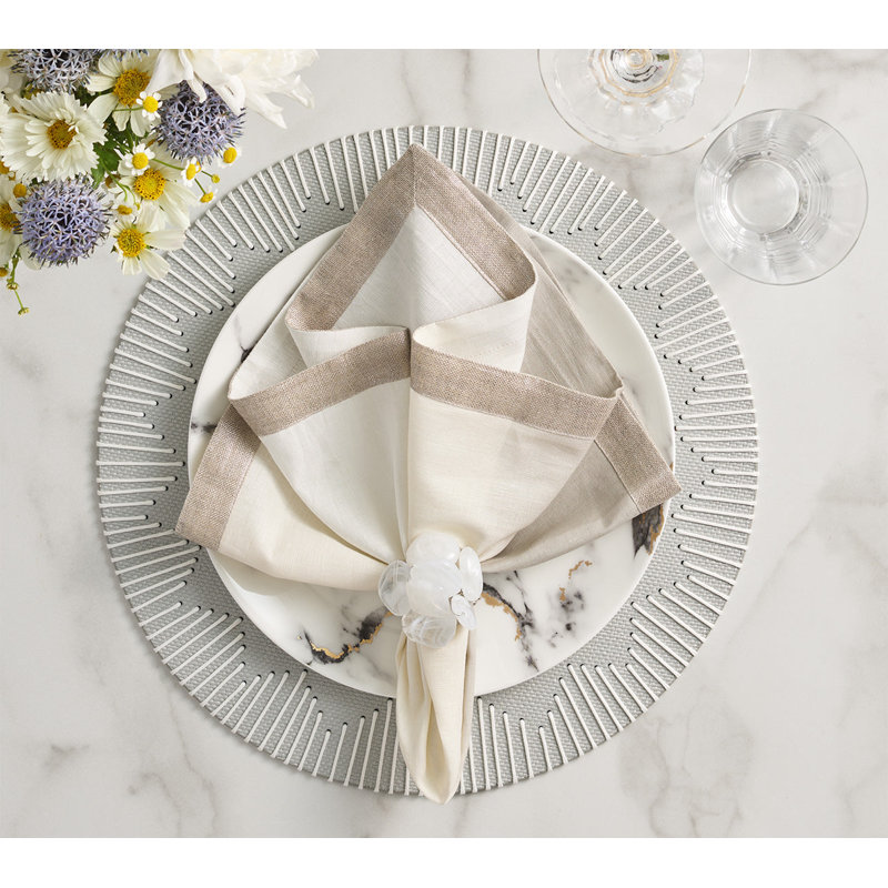 Dip Dye Linen Napkin, White/Beige
