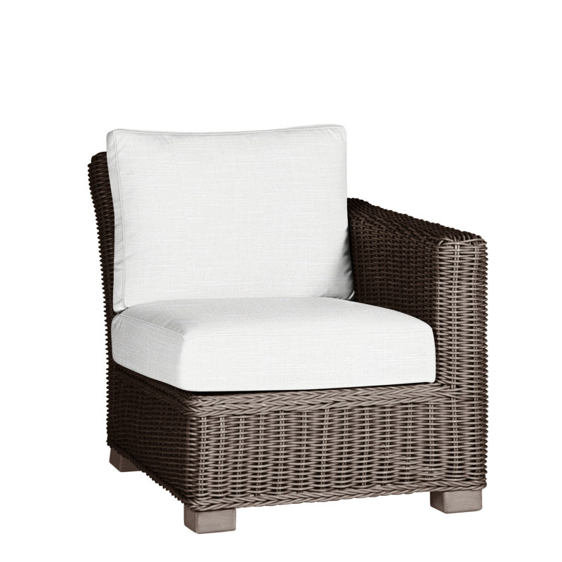 Rustic Patio Lounge Chair with Cushions, Rollo Lace InsideOut® Linen, Welt, Oyster