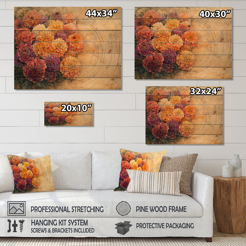 Décoration murale Horne - Chrysanthemums, H 10 po x l 20 po x P 0,78 po