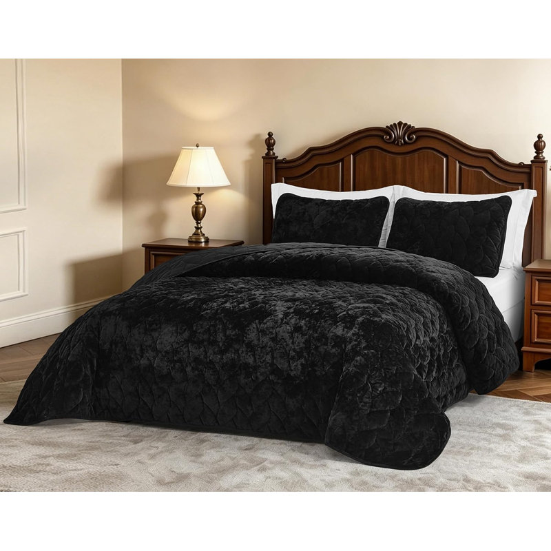 Ensemble de courtepointe Aspen Luxury, Très grand lit, Noir