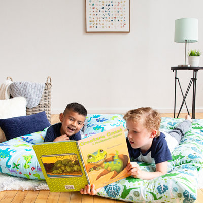 Wildkin Kids Pillowcase Lounger Cover – Travel-Friendly Sleepover Lounger, Fits Standard Pillows (Pillows Not Included), Soft Cotton Blend, Fun Patterns for Boys & Girls - Dinosaur Land