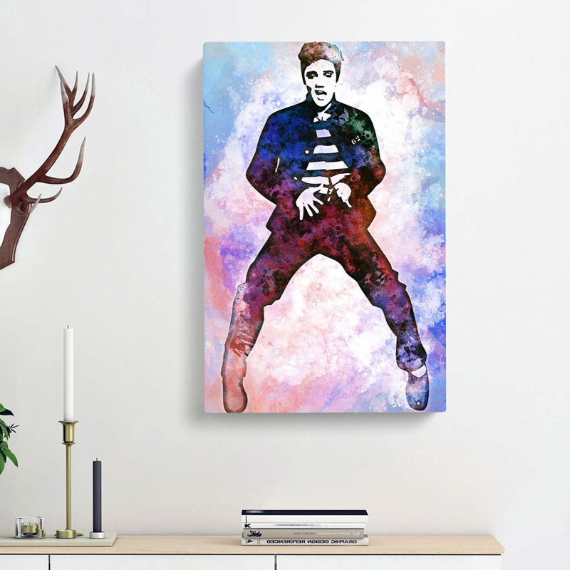 Elvis Presley the Jailhouse Rock in Abstract - Wrapped Canvas Painting Print, 50cm H x 35cm W x 3cm D