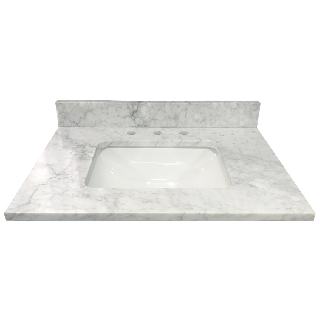 31'' Stone Single Bathroom Vanity Top with Sink Tile & Top