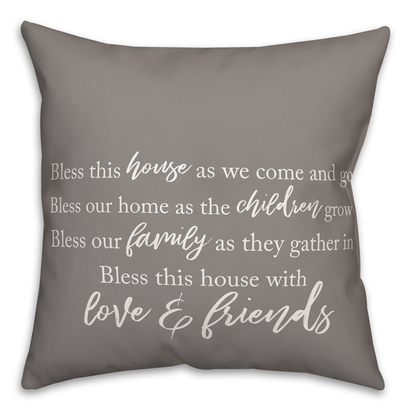 Coussin intérieur / extérieur Bless This House, Carré, H 18 po x l 18 po