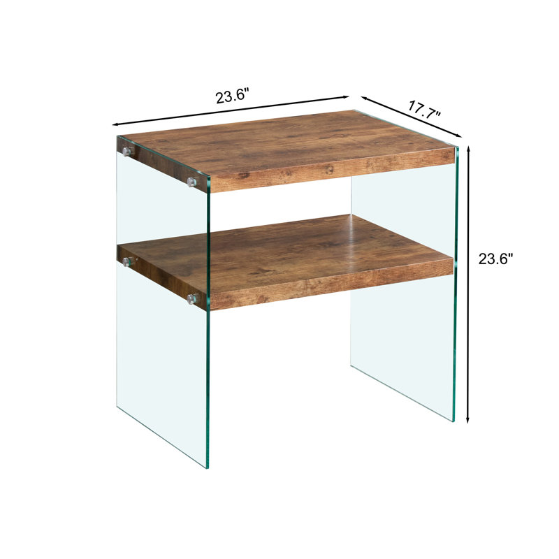 Table d'appoint moderne en noyer et verre