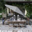 Parasol de patio 11 'en bronze avec inclinaison automatique et manivelle en oléfine de granit tissé-1974772204-1974771719