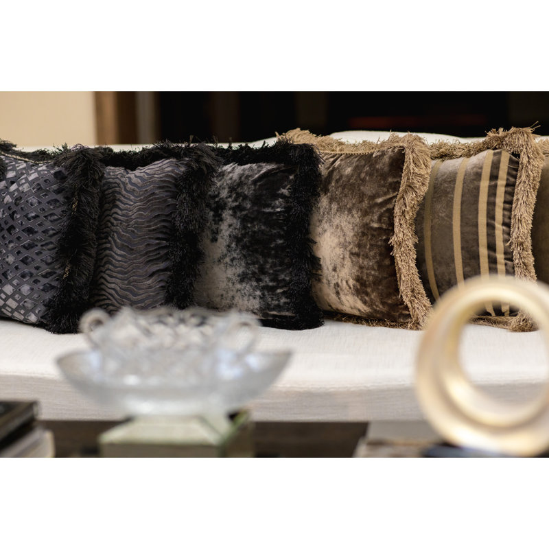 Housse et insert de coussin décoratif carré Pewter Posh, Frêne