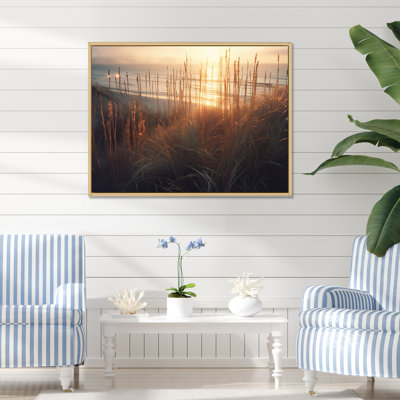 «Ocean Summer Bliss Sunset Beach Grass Waving I», reproduction sur toile