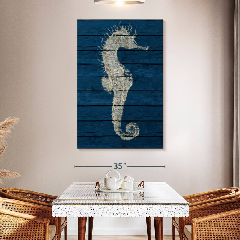 Brampt Antique Seahorse On Blue I, 24" H x 16" W