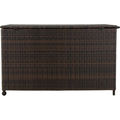 Highland Dunes Ugarte 52.75'' W 150 Gallons Water Resistant Wicker Deck Box in Light Brown/Dark Brown