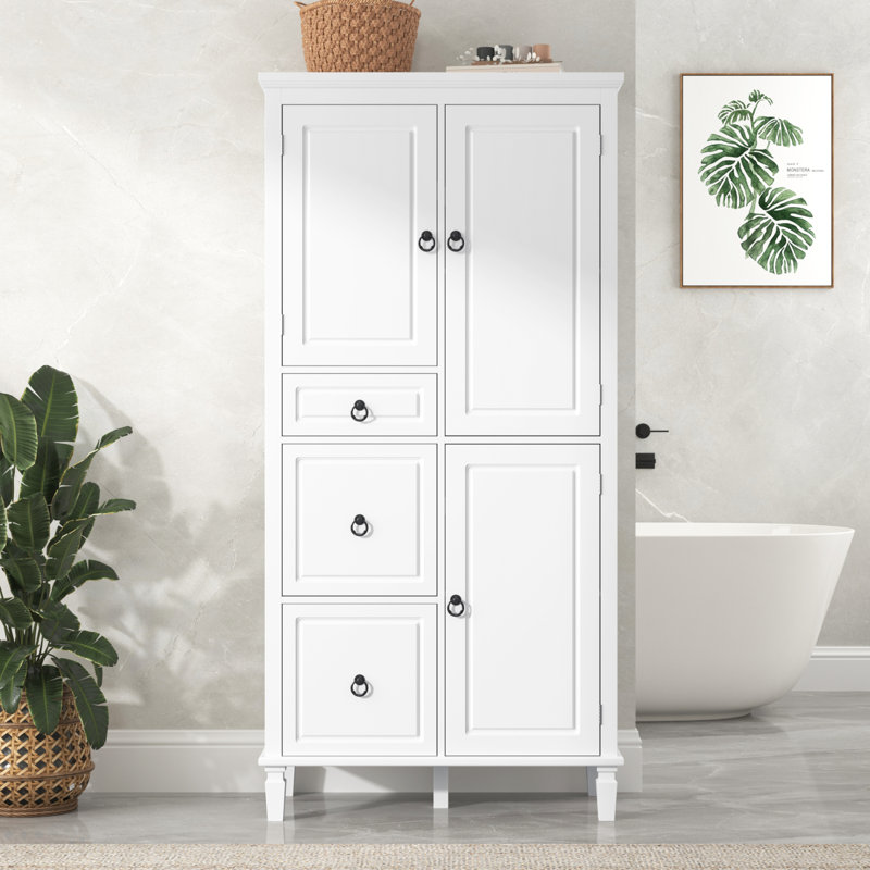 Armoire de rangement rétro multifonctionnelle avec tablettes, tiroirs et portes réglables pour la maison ou le bureau
