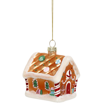 Ginger Bread House Ornament - 4 Inches Set Of 12