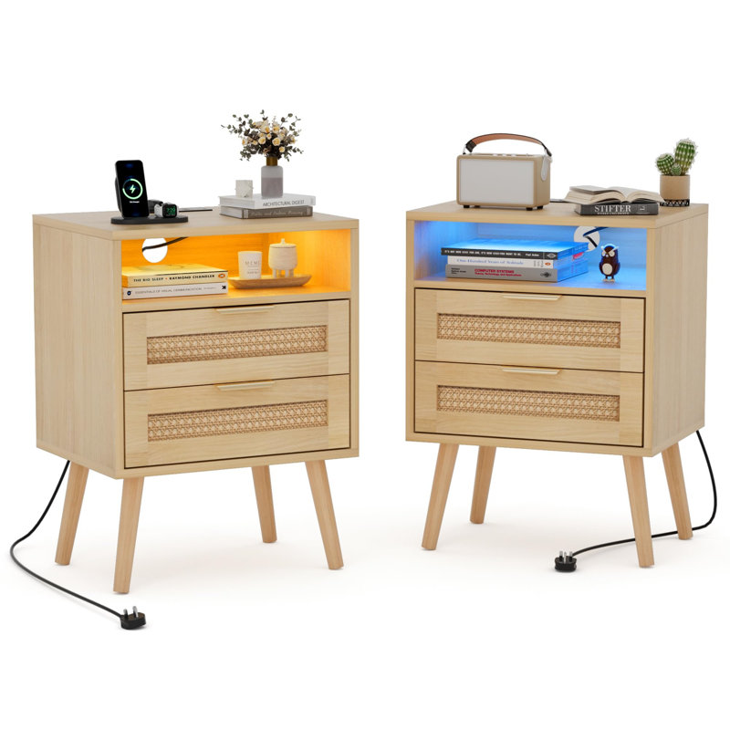 45cm W Manufactured Wood Bedside Table