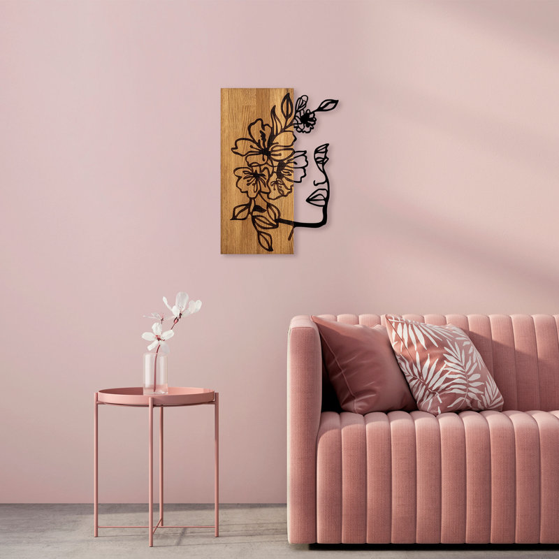 Elegant Wooden Wall Decor, 16.1 x 22.8 Inches | 100% Real Walnut with Black Metal Accents, 0.8 Inches Thick | Lightweight at 6.5 lbs, Perfect for Home or Office | Unique Color Variation & Texture