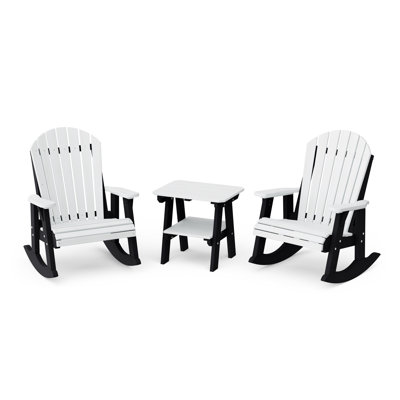 Heritage 3-Piece  Adirondack Rocking Chair Set With Side Table