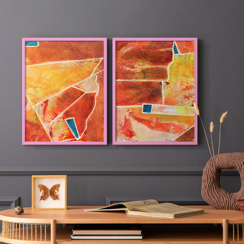 PrimaryConnectionIII-Premium Framed Print -Ready to Hang - No Nails Required - No Nails Required, 29" H x 46" W, Pink