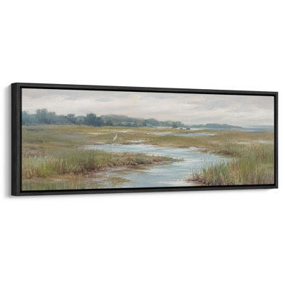 Impression sur toile encadrée, "Large Large Coastal Marsh Wetland River Neutre"