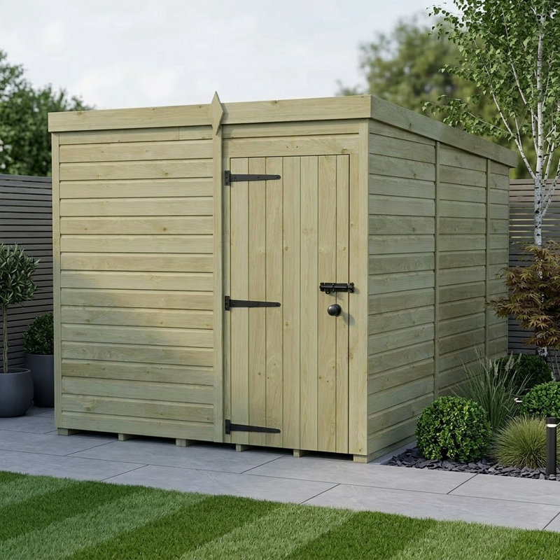 Total Sheds 7ft x 10ft Pent Garden Shed - Single Door - No Windows - Pressure Treated Timber - UK Manufactured