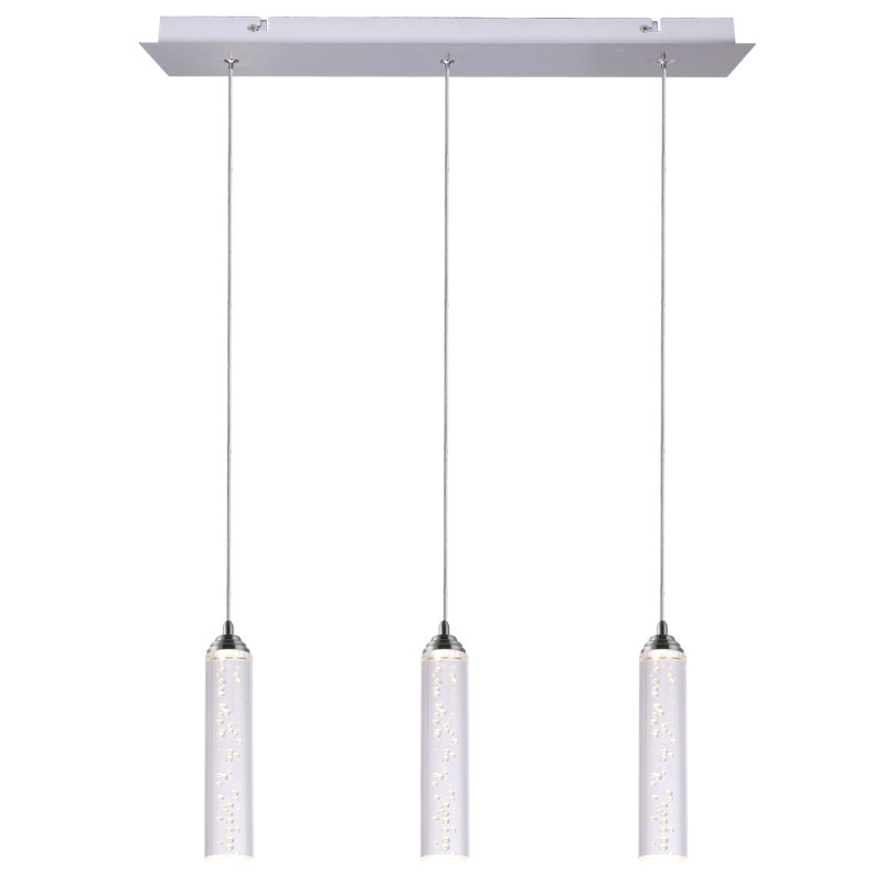 Ardrie 3 - Light Chrome Cluster Pendant, 8.7" H x 1.8" W x 1.8" D