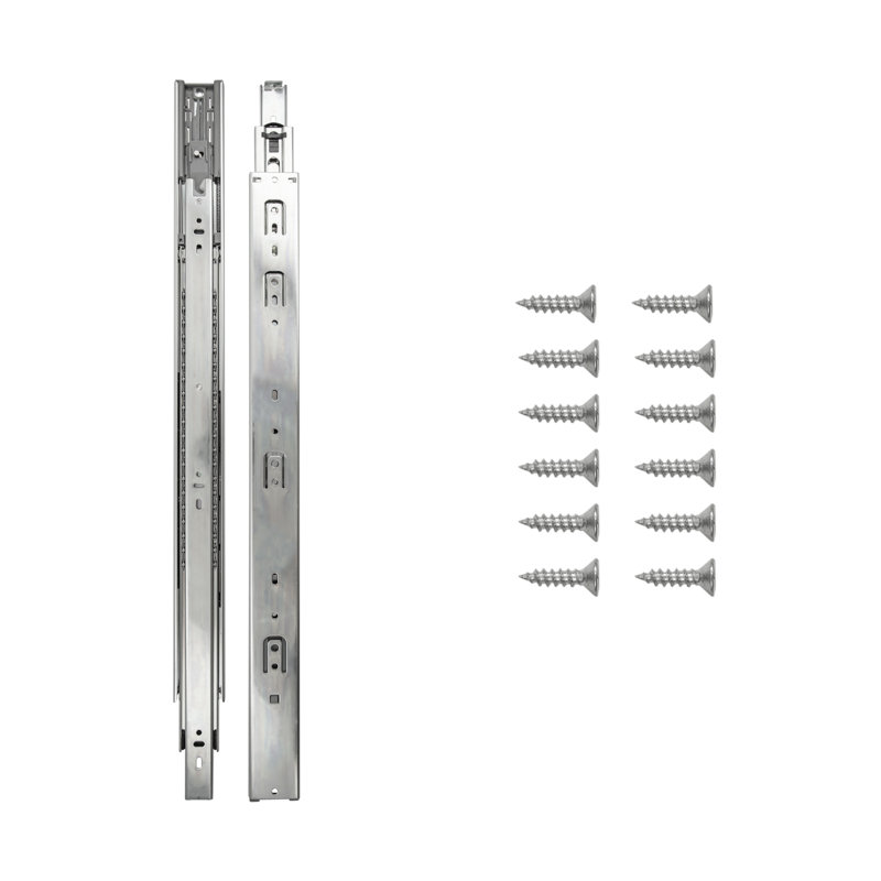 Drawer Slides 22 " Side Mount Soft Close - Full Extension 100 lb. Capacity Cadmium Finish , 22" H x 1.88" W x 0.5" D