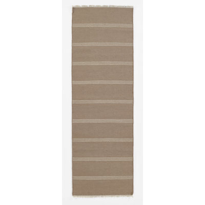 Hand Tufted Striped Area Rug in Brown