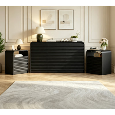 3-Piece Bedroom Set with 9-Drawer Dresser and Charging Nightstands