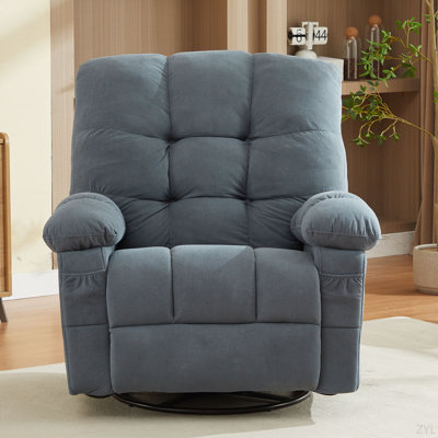 Fauteuil inclinable de massage pivotant avec massage par vibration et chauffage lombaire pour adultes, canapé-lit inclinable à bascule surdimensionné de 350 lb avec poche latérale et port de charge USB pour le salon