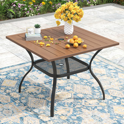Beidleman Square Steel Outdoor Dining Table Umbrella Hole , 37.8 " W 37.8 " D
