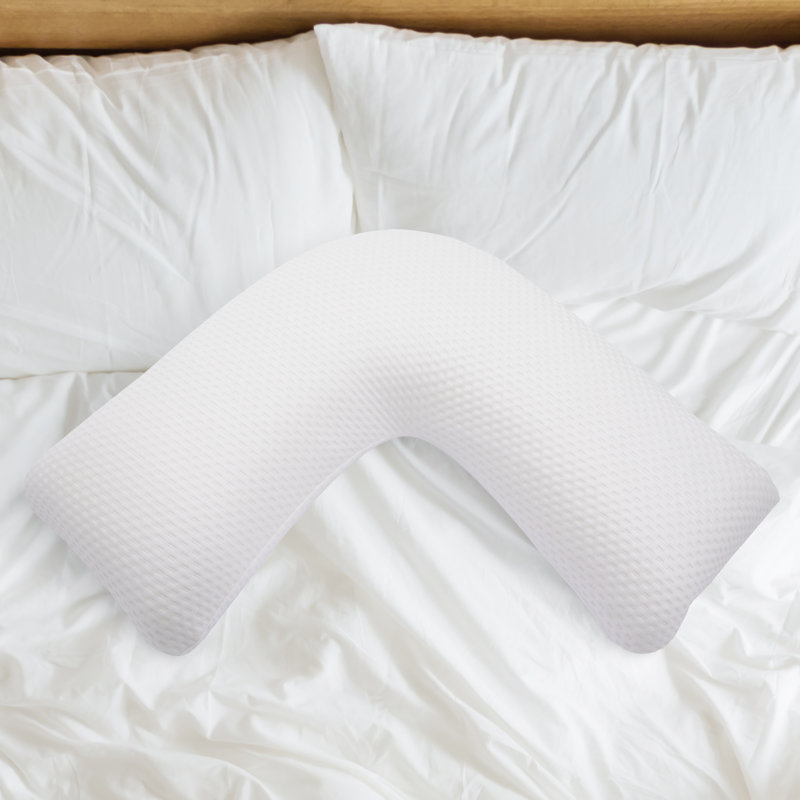 V-Shaped Memory Foam Pillow for Head, Neck, and Pregnancy Support with Removable Cover
