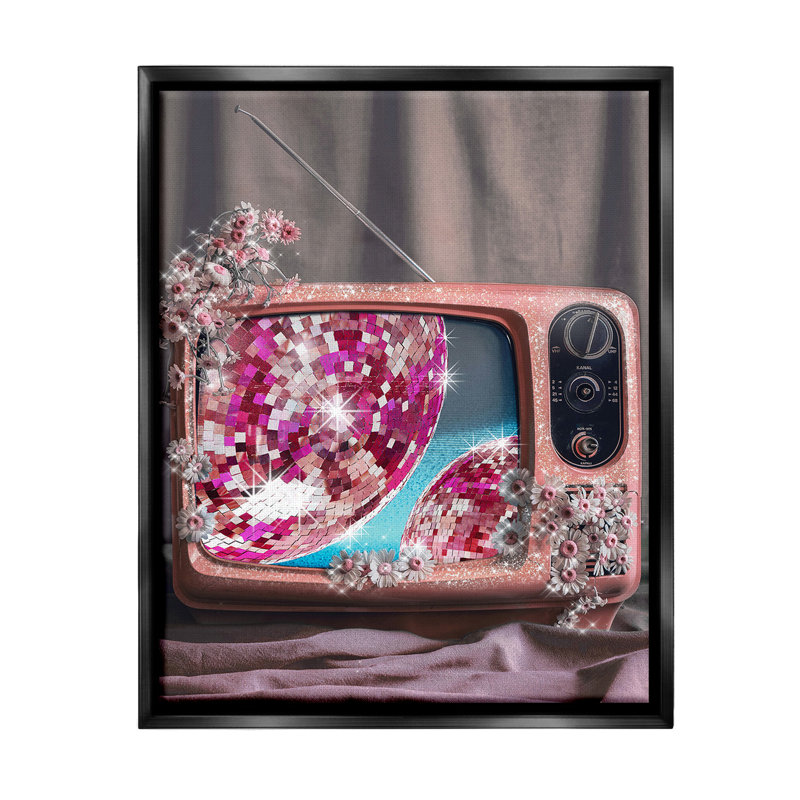 "Disco Vintage TV Floater Frame" par Ziwei Li sur, H 21 po x l 17 po, Cadre flottant noir de jais