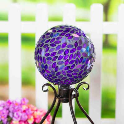 Irridescent Purple Mosaic Glass Gazing Ball