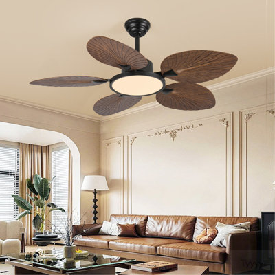 52inch Tropical Palm Leaf Ceiling Fan with Lights & Remote Control