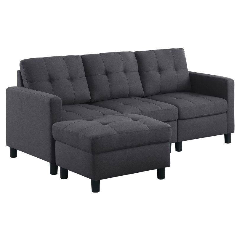 Canapé modulaire avec repose-pieds Kentrell, Gris foncé, H 34,3 po x l 74,5 po x P 30,5 po