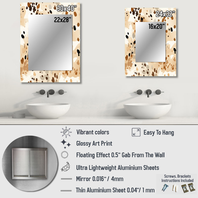 Motif abstrait de pattes abstraites, impression abstraite, miroir mural moderne, Abdussalam, 40 po x 30 po