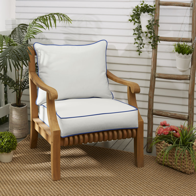 Coussin de chaise de salle à manger intérieur / extérieur Glenam, Toile toile naturelle Sunbrella