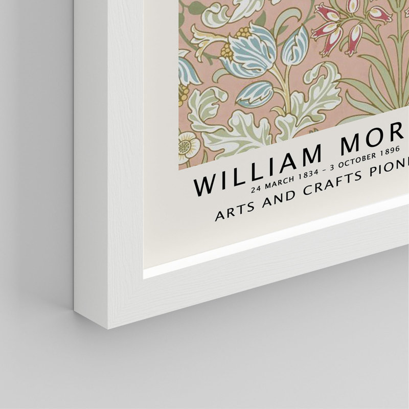 Motif de tapisserie florale, encadré sur papier, 4 pièces par William Morris, Blanc, H 14 po x l 11 po
