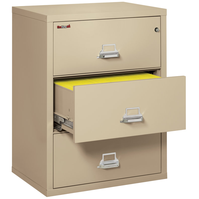 Fireproof 3 - Drawer File Cabinet, Parchment, Key Lock