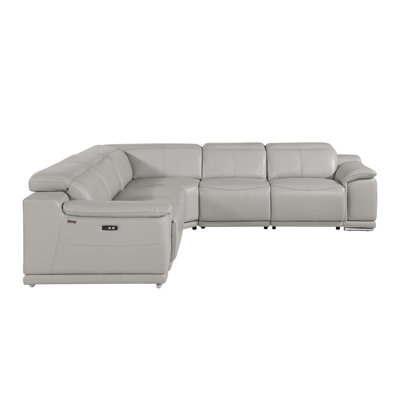 Crasia 5 Piece Top Grain Italian Leather Reclining Sectional