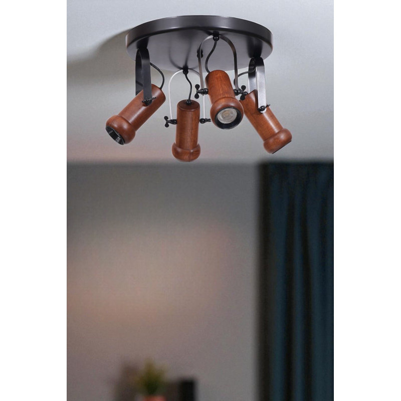 Lustre, 4 étages, Quatre lumières, Noir/noyer
