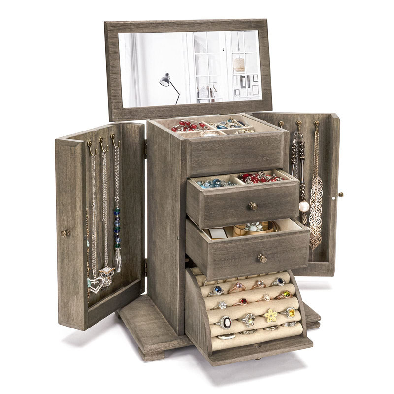 Boîte à bijoux en bois, Weathered Grey