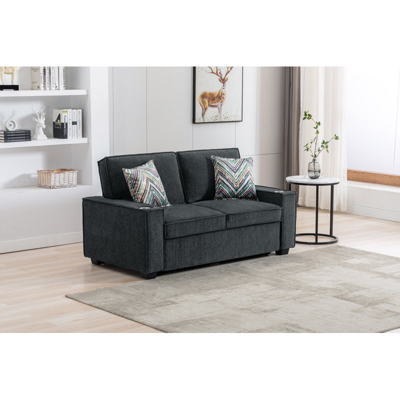 Upholstered 64.5'' Loveseat, Gray Chenille